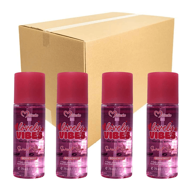 Caja de 12 Body Mist Lovely Vibes de Misucka 75 Ml - SWEET POP