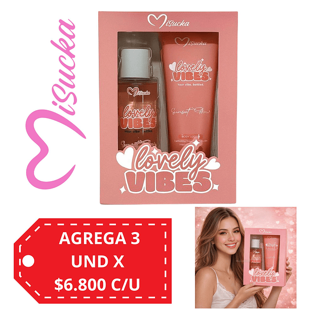Pack Duo Fragancia + Crema Corporal Lovely Vibes Sunset Glow - Misucka 