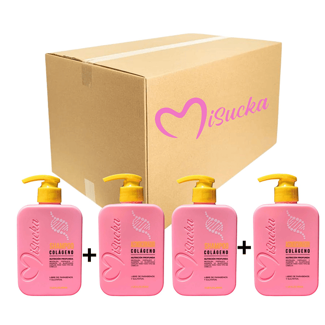 Caja de 12 Shampoo y Acondicionador de Colageno Misucka 