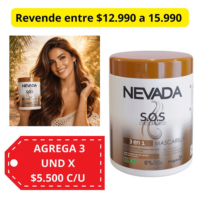 Mascarilla Capilar 3 en 1 NEVADA SOS Crecimiento - 1 KG