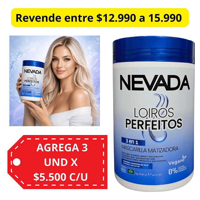 Mascarilla Capilar 3 en 1 NEVADA Matizadora - 1 KG