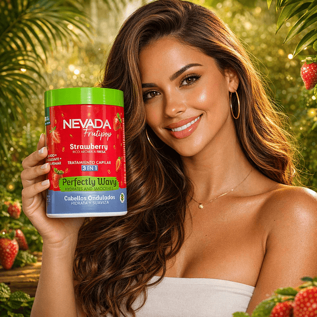 Mascarilla Capilar 3 en 1 NEVADA Cabellos Ondulados Fresa - 1 KG