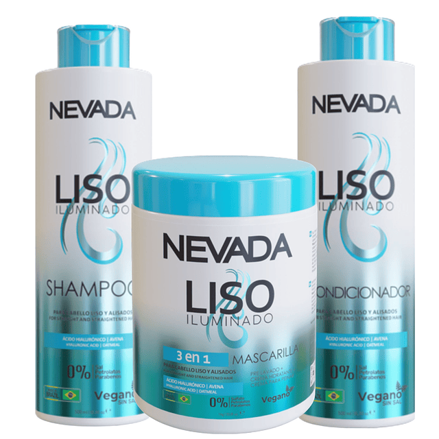 Tripack Shampo, Acond, Mascarilla NEVADA -  Liso Iluminado