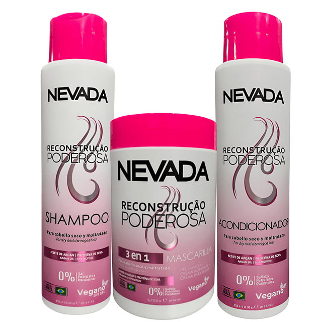 Tripack Shampo, Acond, Mascarilla NEVADA -  Reconstrucción Poderosa