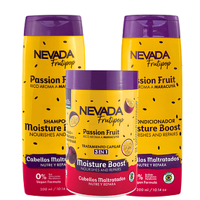 Tripack Shampo, Acond, Mascarilla NEVADA -  Cabellos Maltratados Maracuya