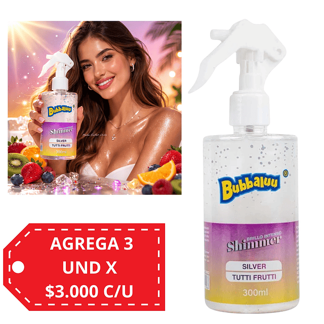 Brillo Corporal Multiuso Bubbaluu 300 ML - SILVER