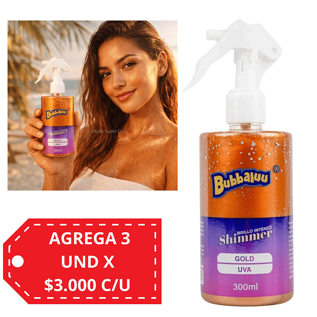 Brillo Corporal Multiuso Bubbaluu 300 ML - GOLD