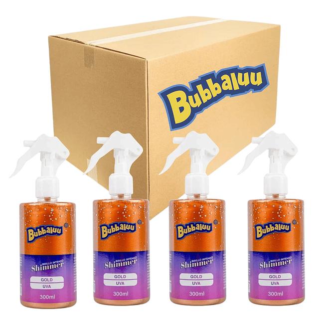 Caja de 12 Brillos Corporales Multiuso Bubbaluu 300 ML - GOLD
