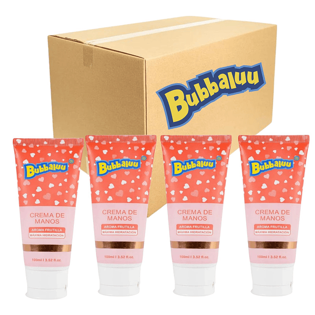 Caja de 24 Cremas de Manos Bubbaluu 100 Ml - Aroma FRUTILLA
