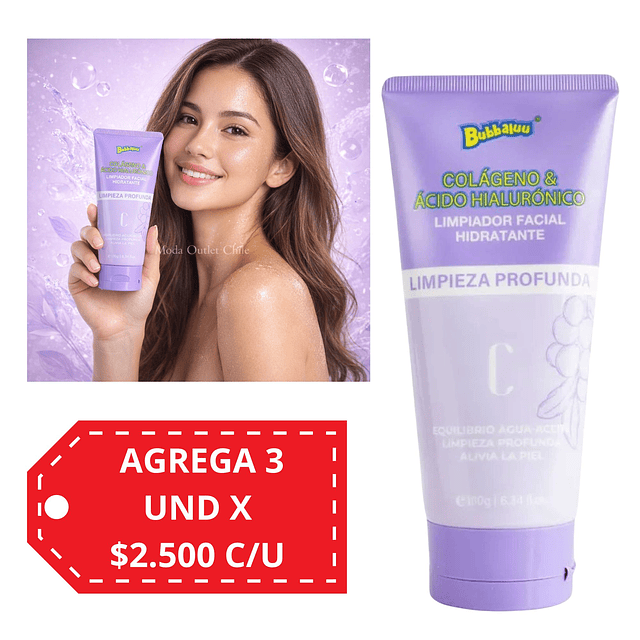 Limpiador Facial Bubbaluu Colageno y Acido Hyaluronico - 180g - FT-1844