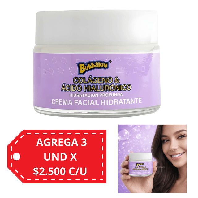 Crema Facial Bubbaluu Colageno y Acido Hyaluronico 50g - FT-1842