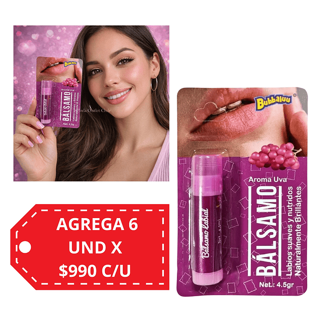 Balsamo Labial de Bubbaluu - FT-1702 Aroma UVA 