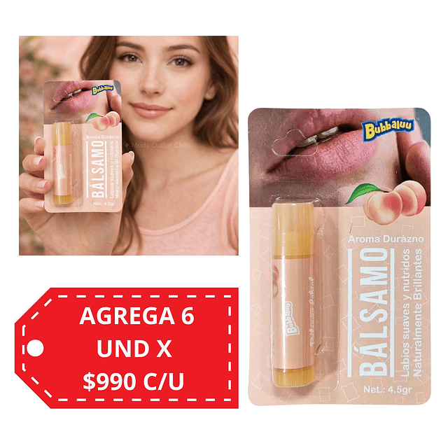 Balsamo Labial de Bubbaluu - FT-1703 Aroma Durazno