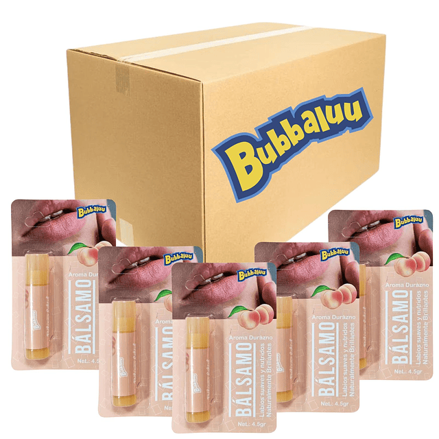 Caja de 24 Balsamos Labiales de Bubbaluu FT1703 - AROMA DURAZNO
