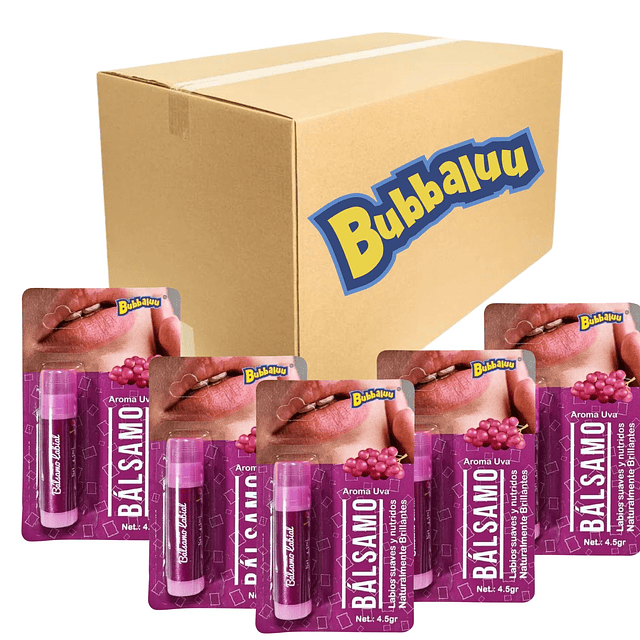Caja de 24 Balsamos Labiales de Bubbaluu FT1702 - AROMA UVA
