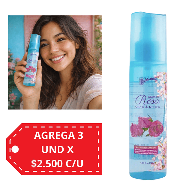 Agua de Rosas Ultra Hidratante Bubbaluu 120 ML - FT-1835