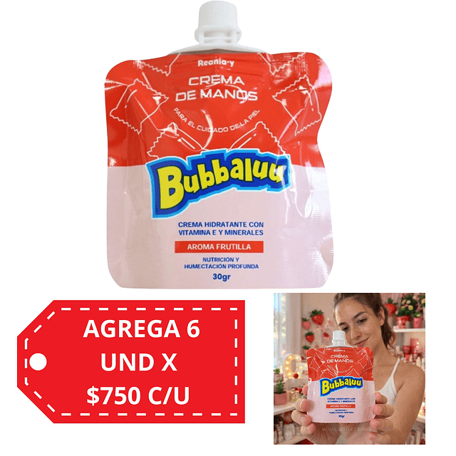 Crema de Manos Bubbaluu 30gm - Aroma FRUTILLA - 1809