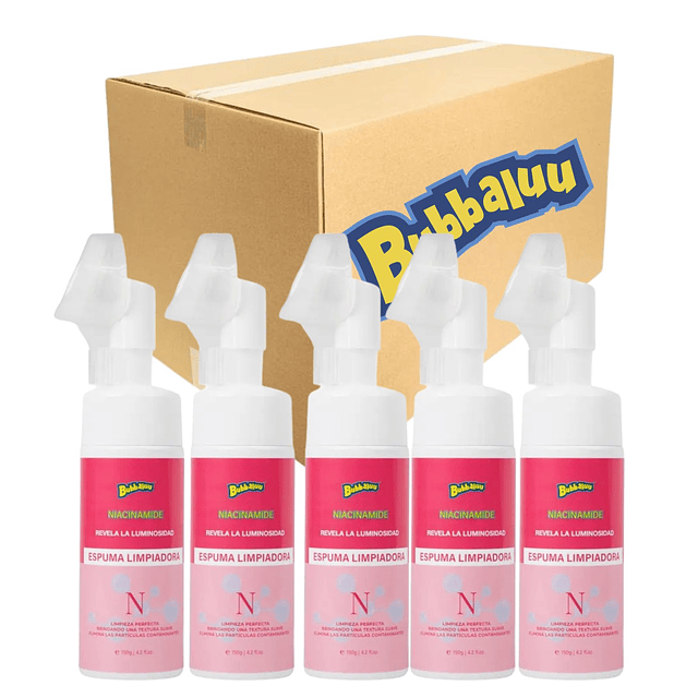 Caja de 12 Espuma Limpiadora Facial Con Niacinamide Bubbaluu - 150 g 
