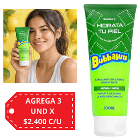 Exfoliante en Crema Hidratante Bubbaluu - FT-1824 - AROMA LIMON - 200 ml.