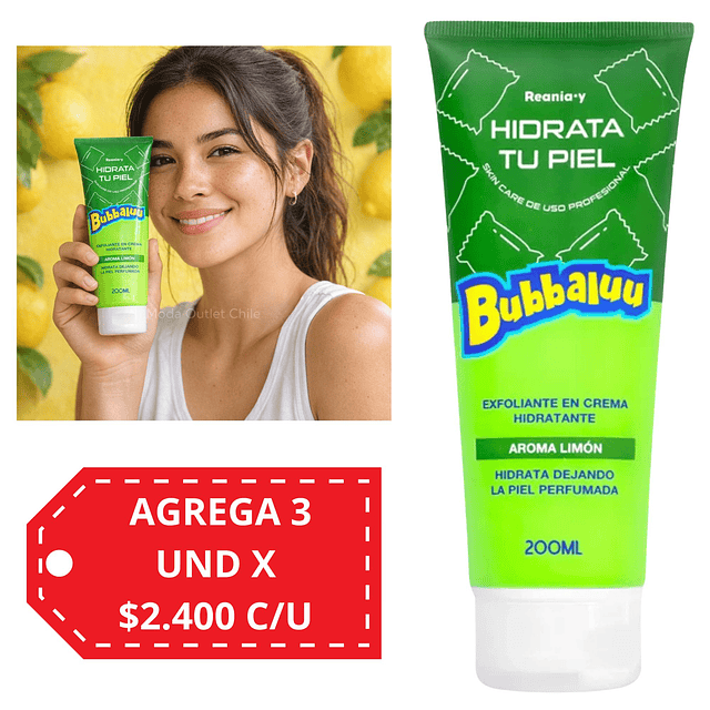 Exfoliante en Crema Hidratante Bubbaluu - FT-1824 - AROMA LIMON - 200 ml