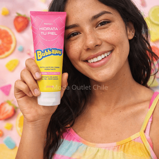 Caja de 12 Exfoliante en Crema Hidratante Bubbaluu - FT-1802 - AROMA TUTTI FRUTTI - 200 ml