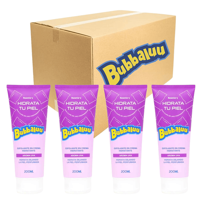 Caja de 12 Exfoliante en Crema Hidratante Bubbaluu - FT-1801 - AROMA UVA - 200 ml
