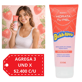 Exfoliante en Crema Hidratante Bubbaluu - FT-1803 - AROMA FRUTILLA - 200 ml