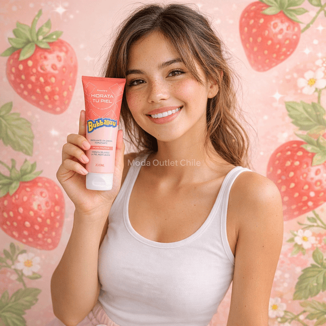 Caja de 12 Exfoliante en Crema Hidratante Bubbaluu - FT-1803 - AROMA FRUTILLA - 200 ml
