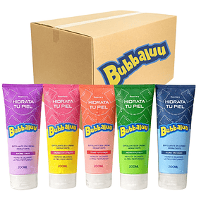 Caja de 24 Exfoliantes en Crema Hidratante Bubbaluu SURTIDOS - 200 ml