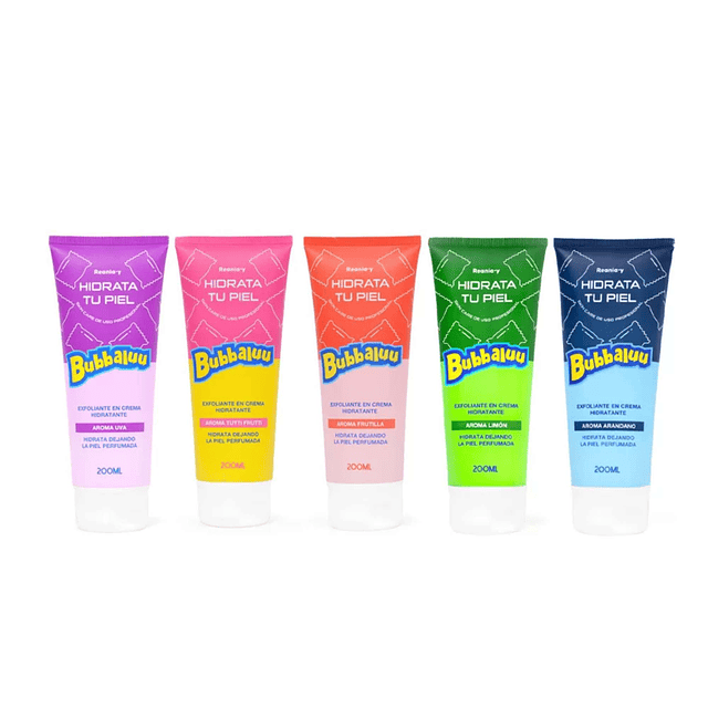 Caja de 24 Exfoliantes en Crema Hidratante Bubbaluu SURTIDOS - 200 ml