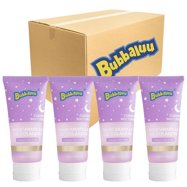 Caja de 12 Mascarilla Facial de Colágeno Nocturna BUBBALUU - 100 ml