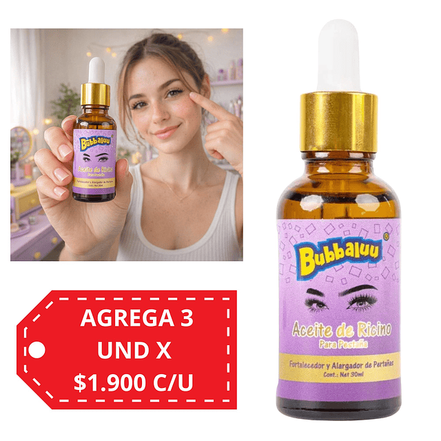 Aceite de Ricino Para Pestañas Bubbaluu - 30 ML 