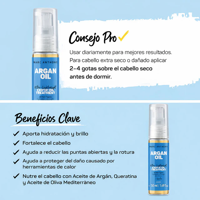Aceite de Argan Oil + Keratin Marc Anthony - 50 ML
