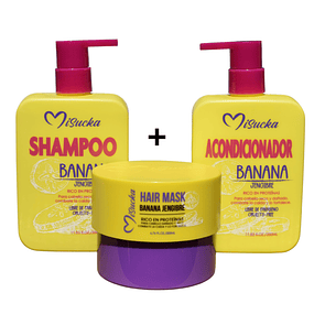Tripack Shampo, Acondicionador y Mascarilla Banana Jengibre - Misucka 