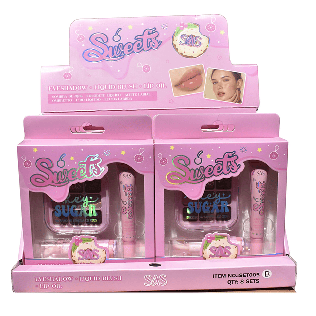 Display de Set de Maquillaje Sweets SAS Cosmetics - SET005B