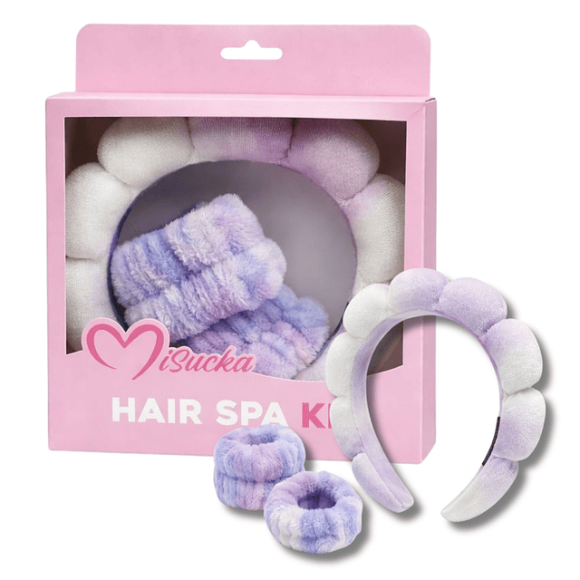 Set Spa Misucka - Diadema Acolchada + Muñequeras para Skincare, Se Envían Colores Surtidos