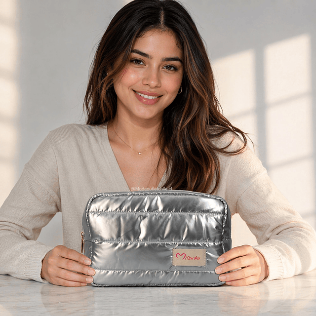 Cosmetiquero Brillante Acolchado Premium Misucka (Colores Surtidos) - AU94