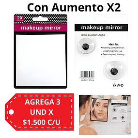 Espejo de Maquillaje Cuadrado con Aumento X2 - AU98