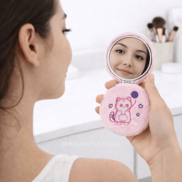 Espejo de Cartera 2 en 1 Diseño Gatito Peluche Kawaii (Colores Surtidos) - AU84