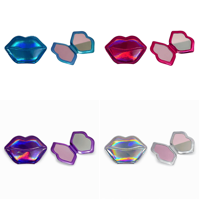 Espejo de Cartera Holografico Doble Aumento (Venta Unitaria Colores Surtidos) - Labios AU114