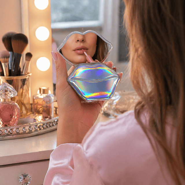 Espejo de Cartera Holografico Doble Aumento (Venta Unitaria Colores Surtidos) - Labios AU114