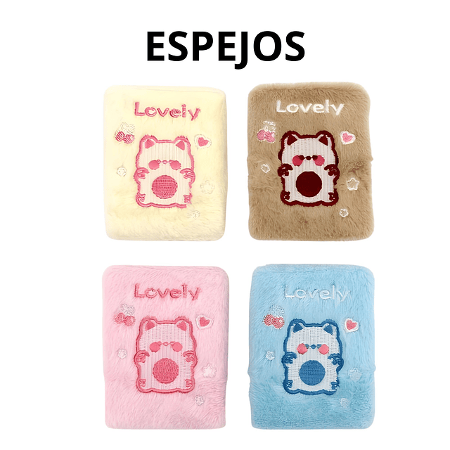 Caja de 12 Espejos de Cartera 2 en 1 Diseño Osito Kawaii Peluche - AU87