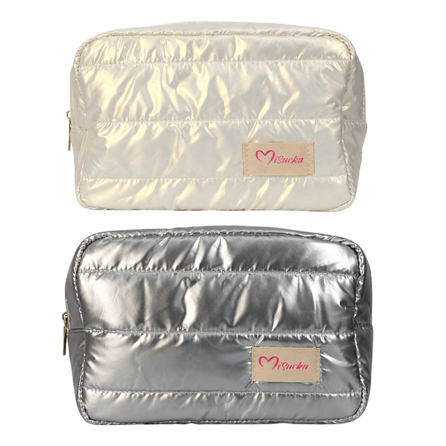 Caja de 12 Cosmetiqueros Brillantes Acolchados Premium Misucka (Venta unitario y Colores Surtidos) - AU95