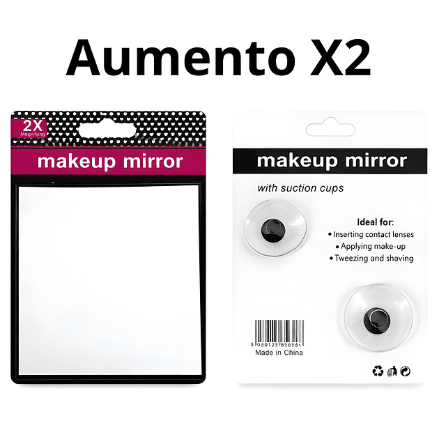 Caja de 12 Espejos de Maquillaje Cuadrado con Aumento X2 - AU99