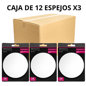 Caja de 12 Espejos de Maquillaje Redondo con Aumento X3 - AU105