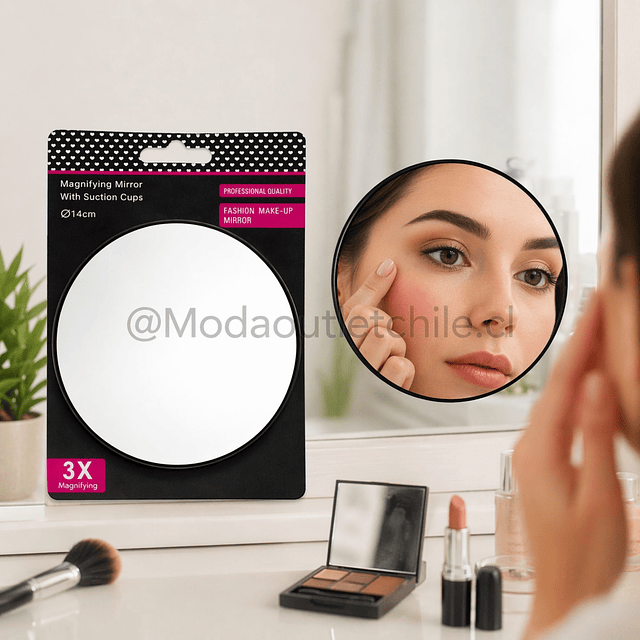 Caja de 12 Espejos de Maquillaje Redondo con Aumento X5 - AU107 