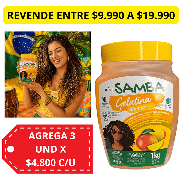 Gelatina Capilar Samba 1 Kilo - Manga 