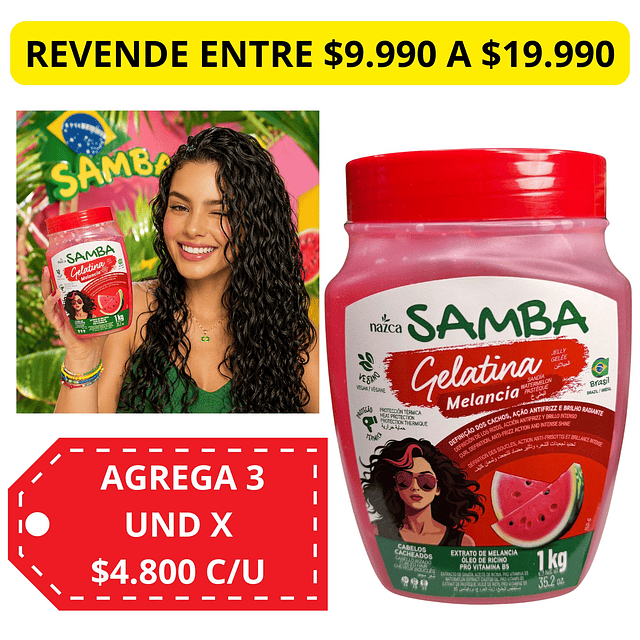 Gelatina Capilar Samba 1 Kilo - Melancia 