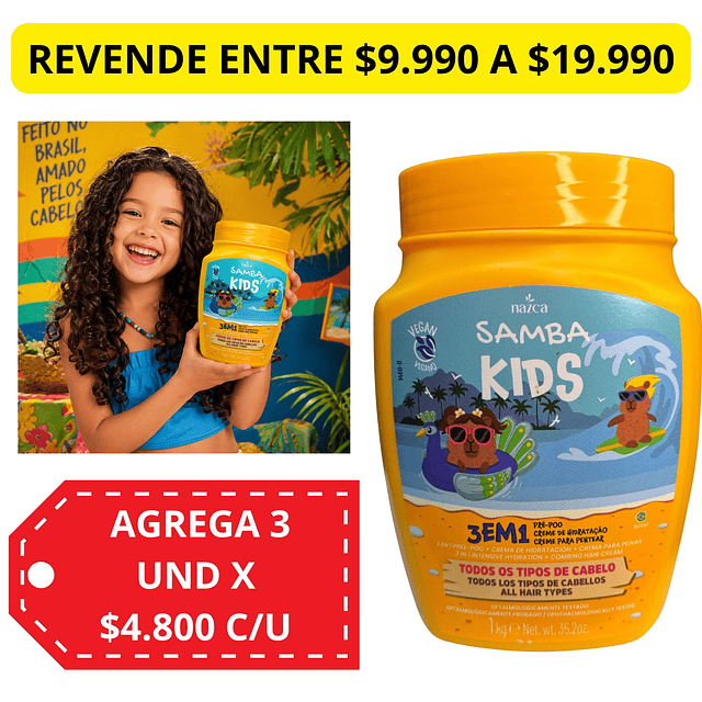 Mascarilla Capilar 3 en 1 Samba 1 kilo - KIDS AMARILLA 