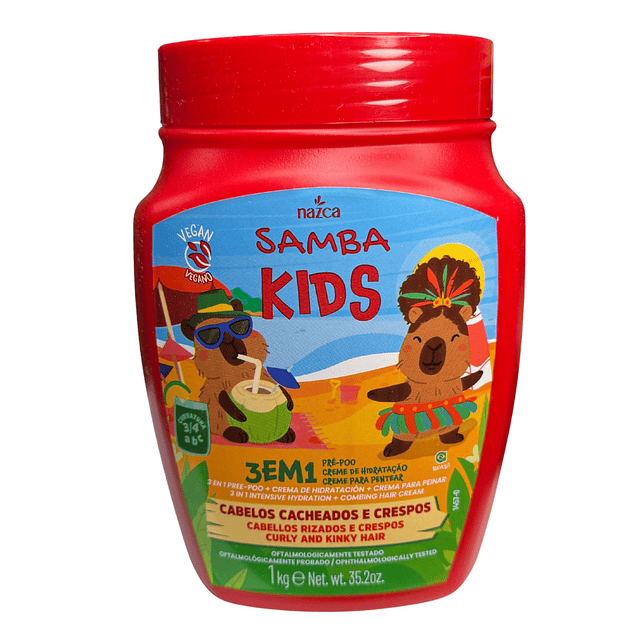 Mascarilla Capilar 3 en 1 Samba Para Cachos y Crespos 1 Kilo - KIDS ROJA  